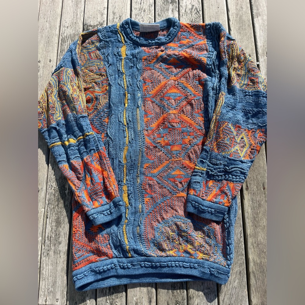 Vintage Coogi Blues 3D knit cotton sweater